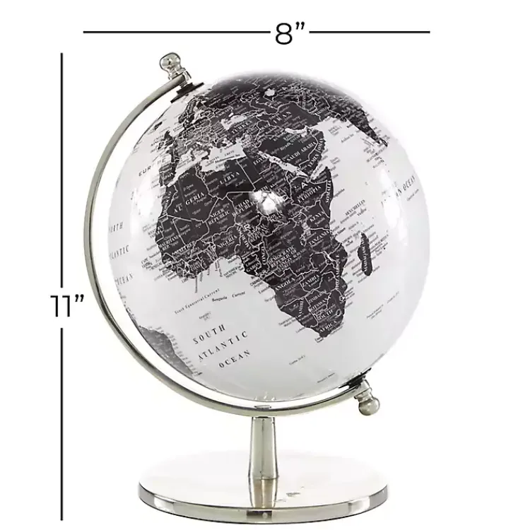 Statues & Figurines>Kirklands Home Black and White Aluminum Globe