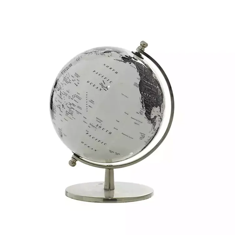 Statues & Figurines>Kirklands Home Black and White Aluminum Globe