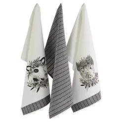 Kirklands Home Black and White Animal Kitchen Towels, Set of 3 New