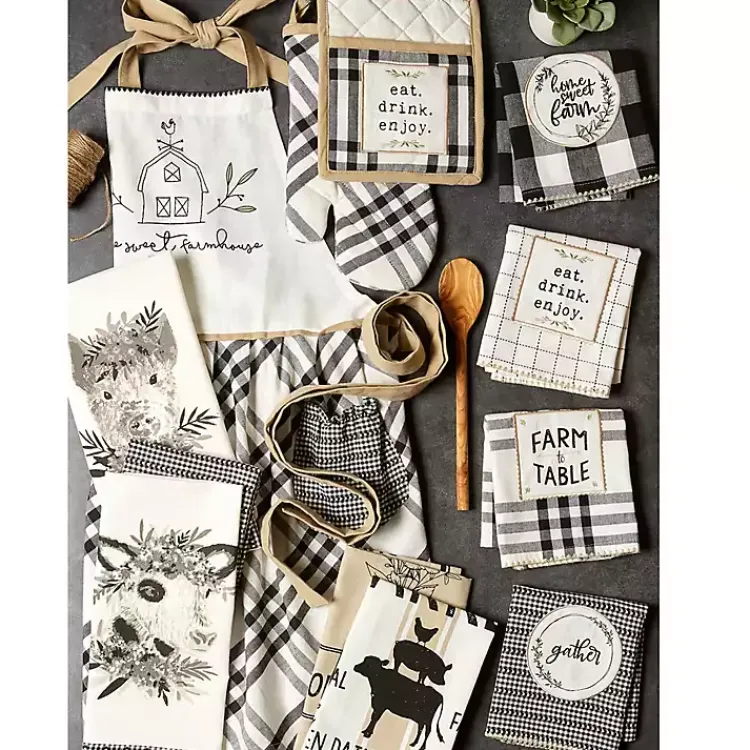 Kirklands Home Black and White Animal Kitchen Towels, Set of 3 New
