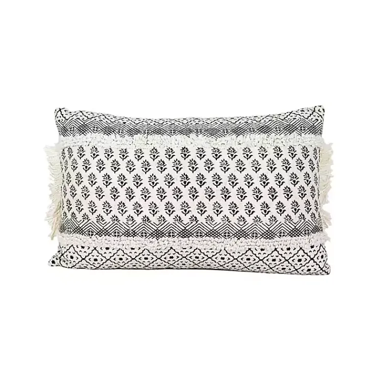 Pillows>Kirklands Home Black and White Boho Print Lumbar Pillow