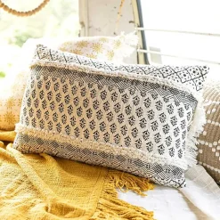 Pillows>Kirklands Home Black and White Boho Print Lumbar Pillow