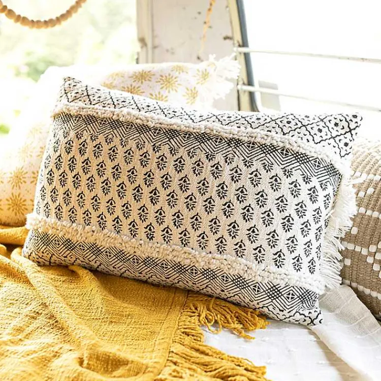 Pillows>Kirklands Home Black and White Boho Print Lumbar Pillow