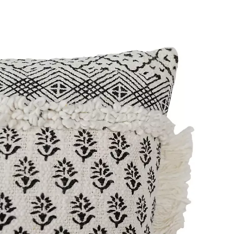 Pillows>Kirklands Home Black and White Boho Print Lumbar Pillow