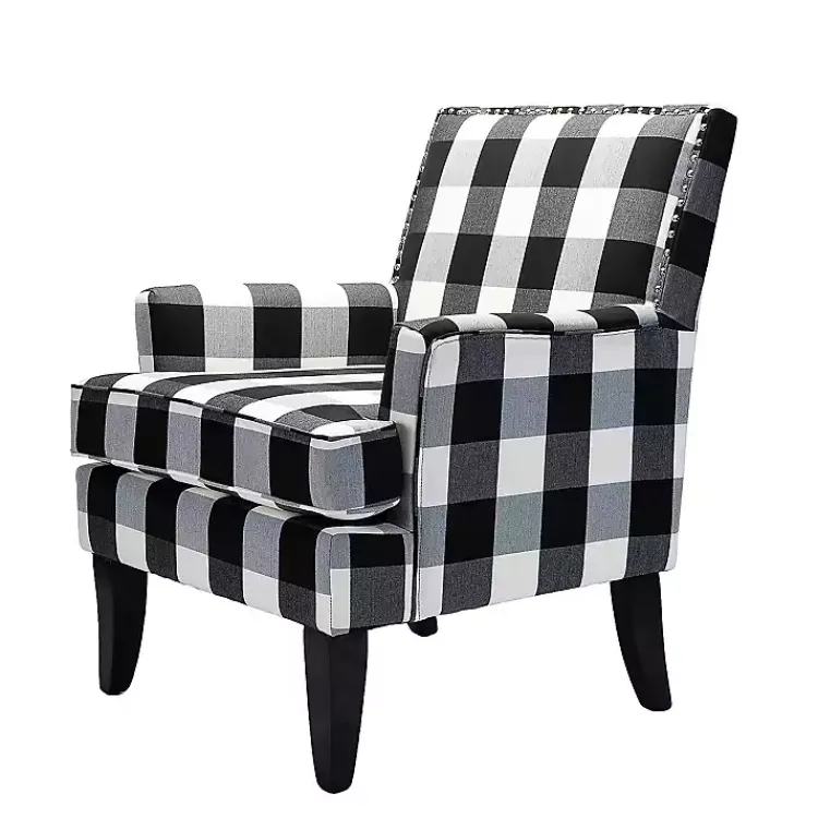 Kirklands Home Black and White Buffalo Check Armchair Sale