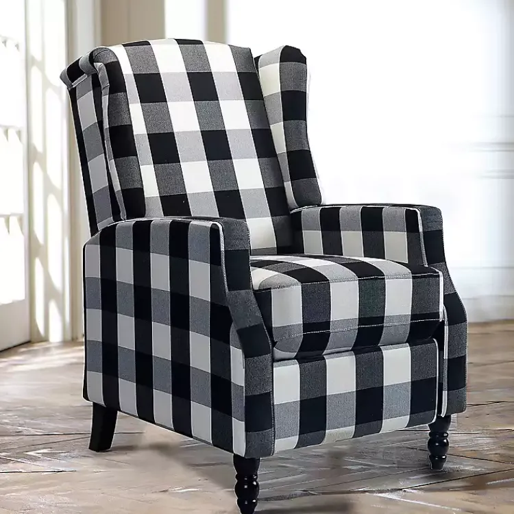 Kirklands Home Black and White Buffalo Check Recliner