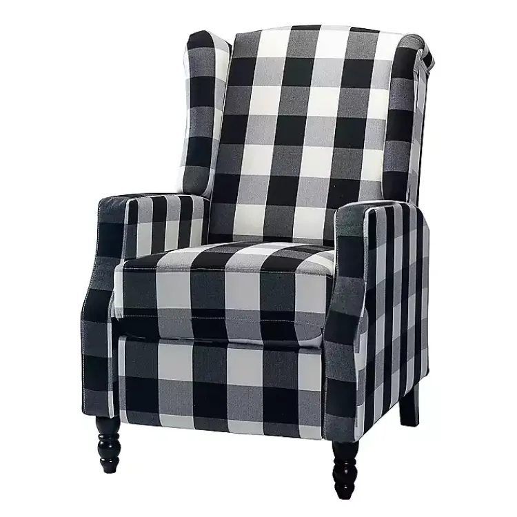 Kirklands Home Black and White Buffalo Check Recliner