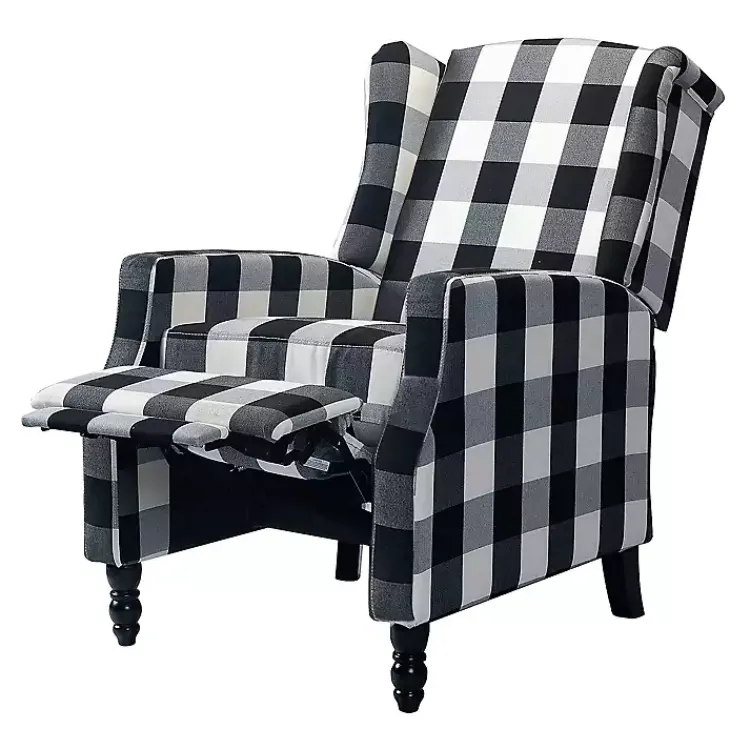 Kirklands Home Black and White Buffalo Check Recliner