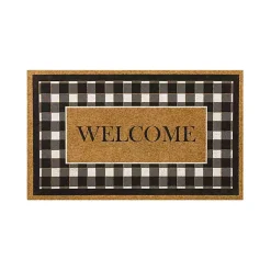 Kirklands Home Black and White Buffalo Check Welcome Doormat Online