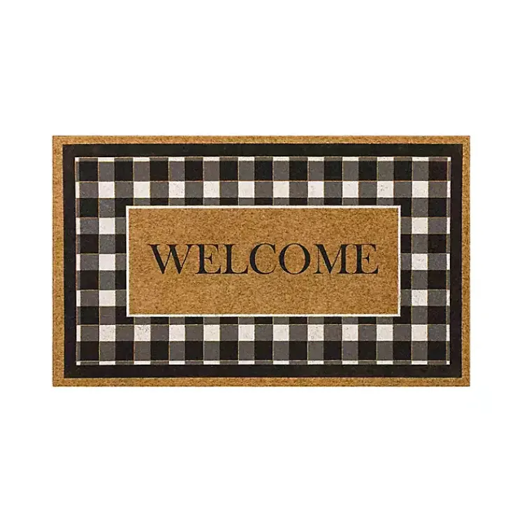 Kirklands Home Black and White Buffalo Check Welcome Doormat Online