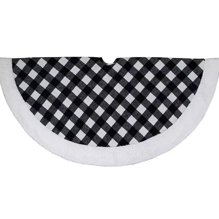 Christmas Tree Skirts & Collars>Kirklands Home Black and White Buffalo Check Sherpa Tree Skirt