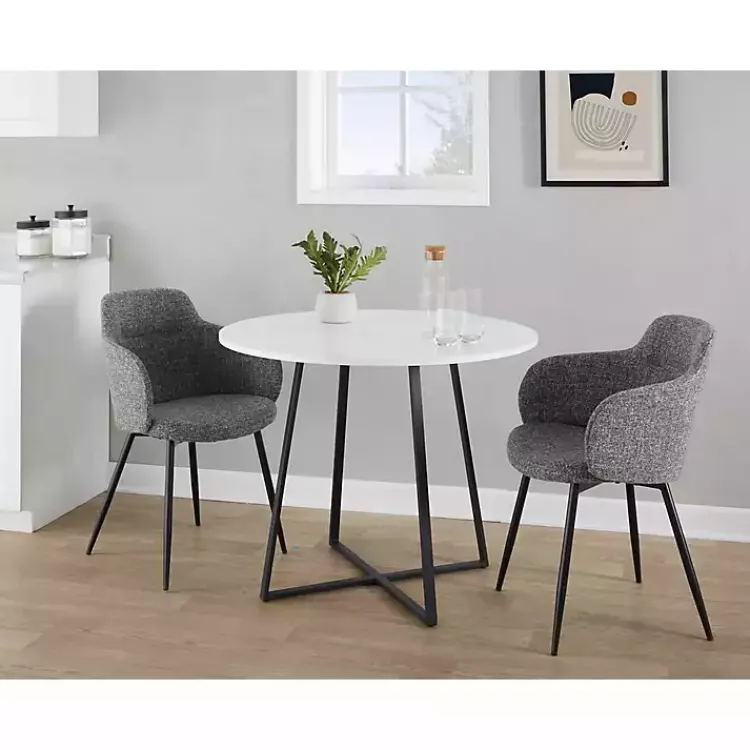 Kirklands Home Black and Canary Cosmo Round Dining Table White Sale