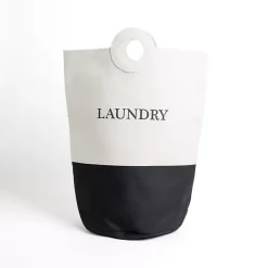Baskets & Boxes>Kirklands Home Black and White Canvas Laundry Basket