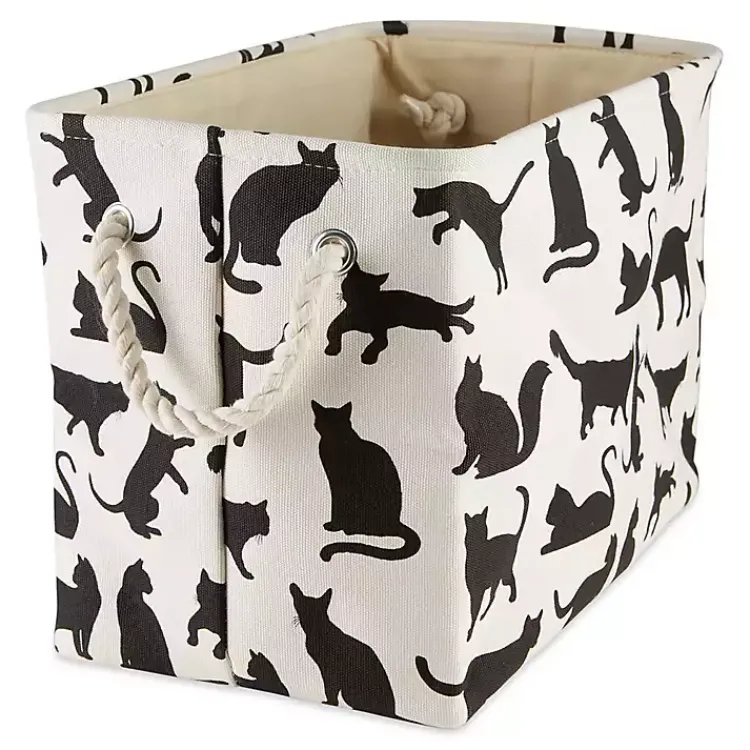 Baskets & Boxes>Kirklands Home Black and White Cat Rectangular Pet Bin
