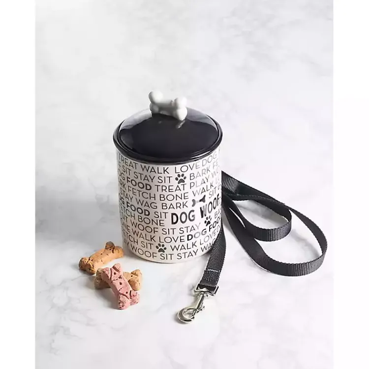 Kirklands Home Black and White Ceramic Canister Clearance