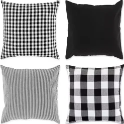 Pillows>Kirklands Home and White Check Pillow Covers, Set of 4 Black