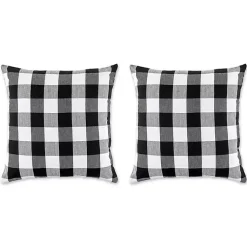 Pillows>Kirklands Home and White Checkered Pillow Covers, Set of 2 Black