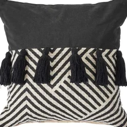 Pillows>Kirklands Home Black and White Chevron Pillow with Tassels