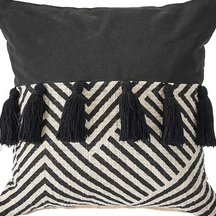 Pillows>Kirklands Home Black and White Chevron Pillow with Tassels