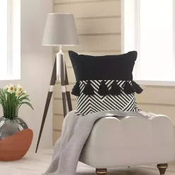 Pillows>Kirklands Home Black and White Chevron Pillow with Tassels