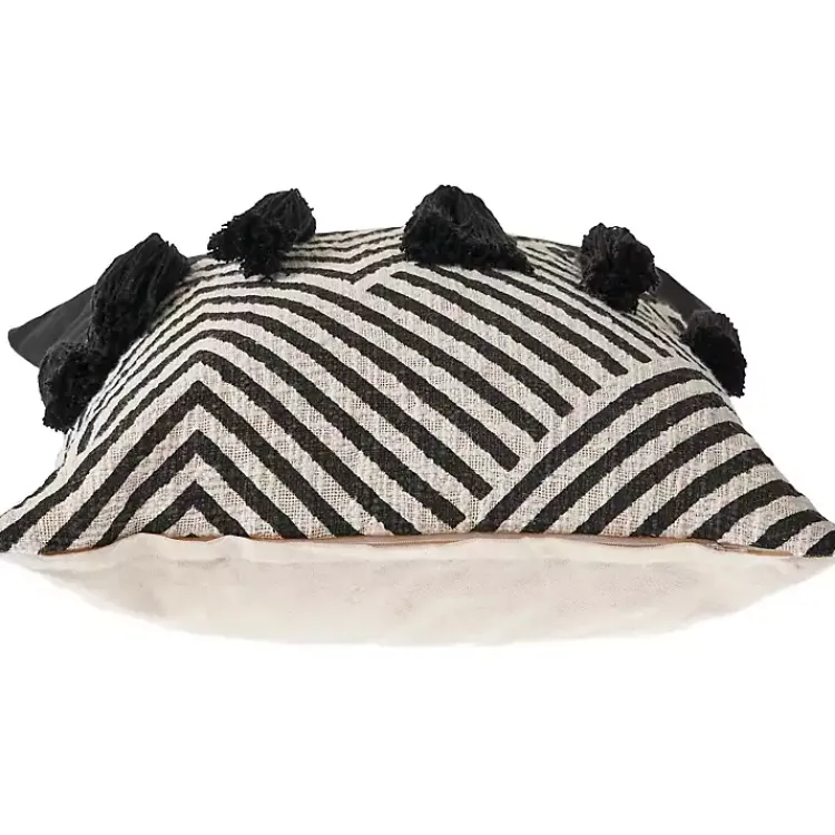 Pillows>Kirklands Home Black and White Chevron Pillow with Tassels