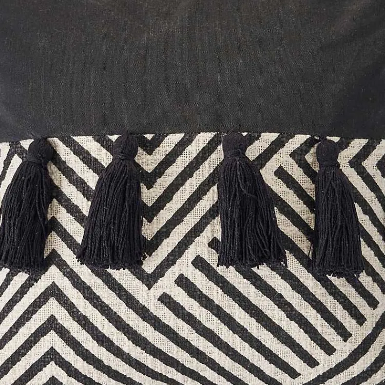 Pillows>Kirklands Home Black and White Chevron Pillow with Tassels