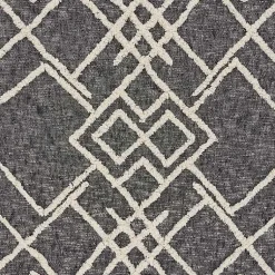 Blankets & Throws>Kirklands Home Black and White Cotton Geometric Tufted Throw