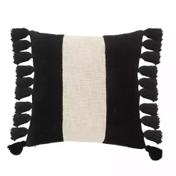 Pillows>Kirklands Home Black and White Cotton Throw Pillow with Tassels