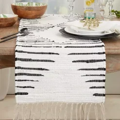 Kirklands Home Black and White Diamond Table Runner Discount