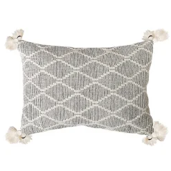 Pillows>Kirklands Home Black and White Diamond Woven Lumbar Pillow