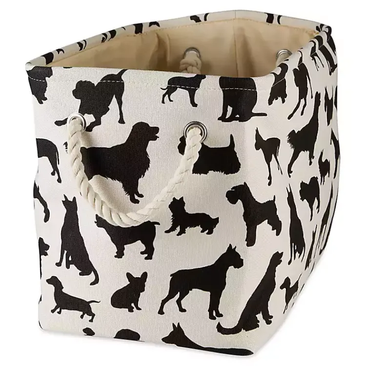 Baskets & Boxes>Kirklands Home Black and White Dog Rectangular Pet Bin
