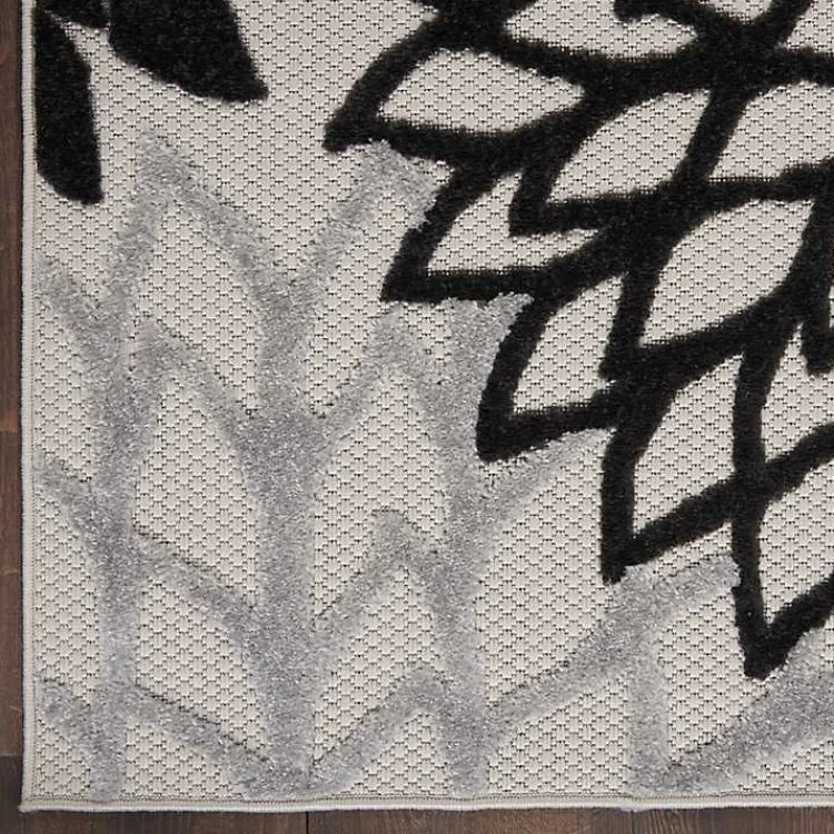 Kirklands Home Black and White Floral Outdoor Area Rug, 5x7 Clearance