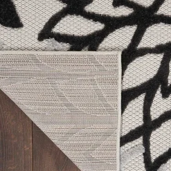 Kirklands Home Black and White Floral Outdoor Area Rug, 5x7 Clearance