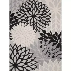 Kirklands Home Black and White Floral Outdoor Area Rug, 7x10 Hot