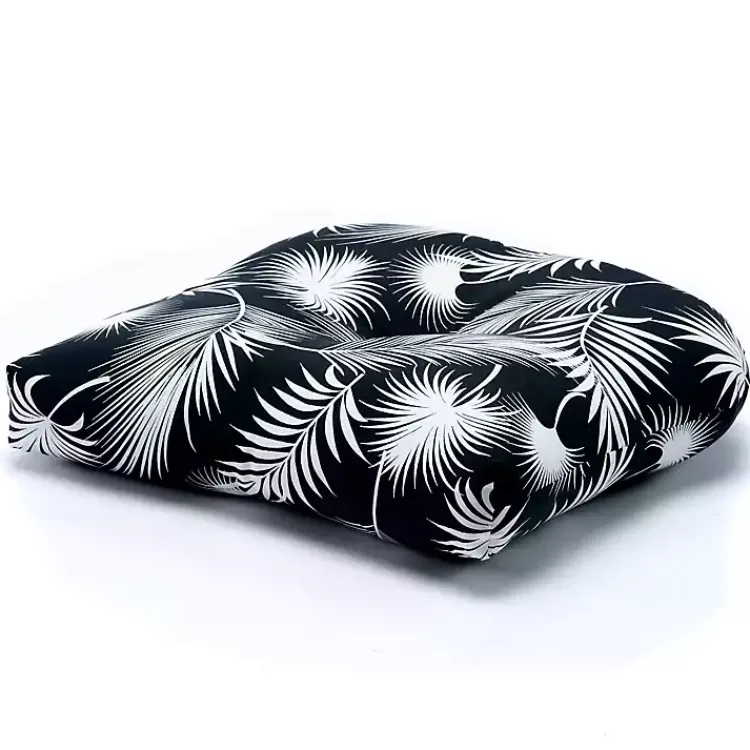 Kirklands Home and White Floral Outdoor Chair Cushion Black