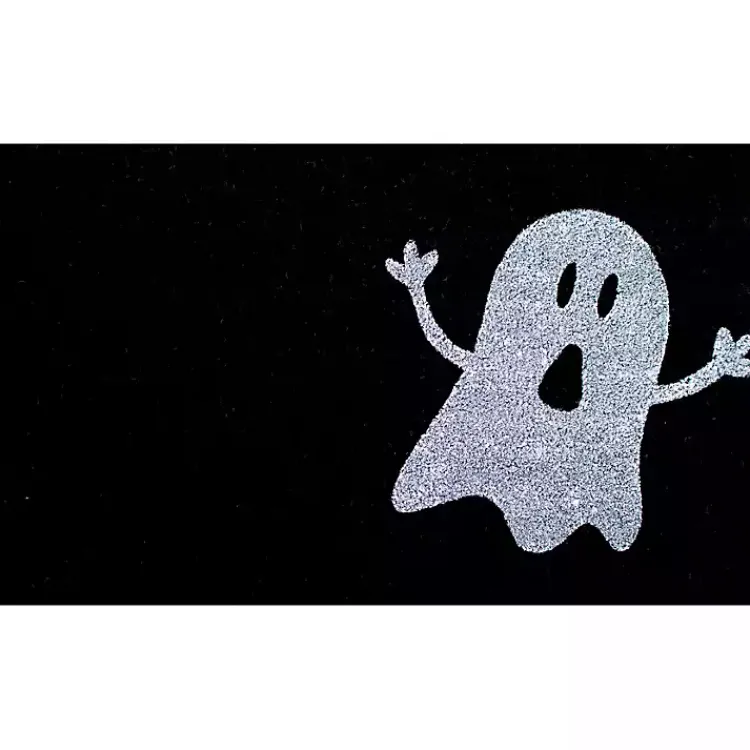 Halloween>Kirklands Home and White Ghost Doormat Black