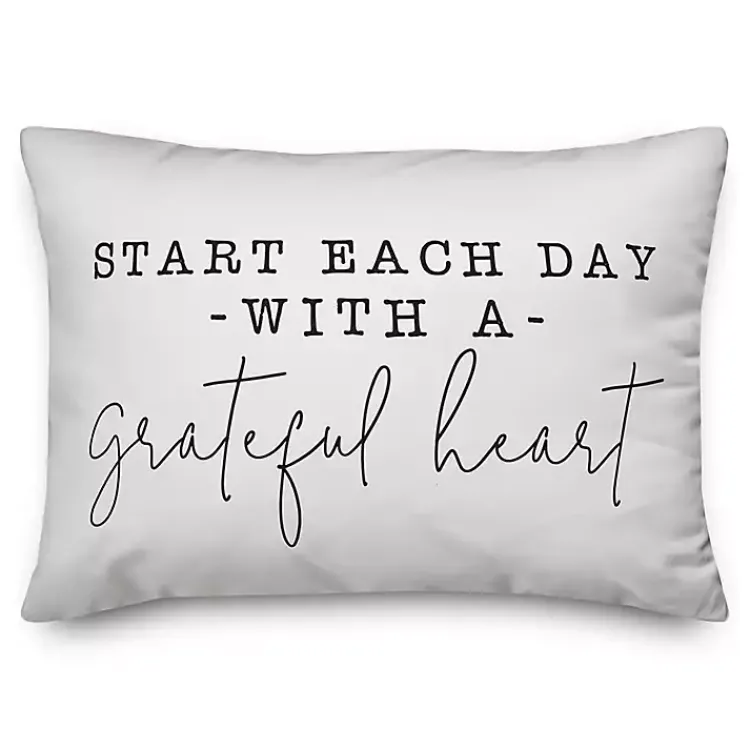 Pillows>Kirklands Home Black and White Grateful Heart Pillow