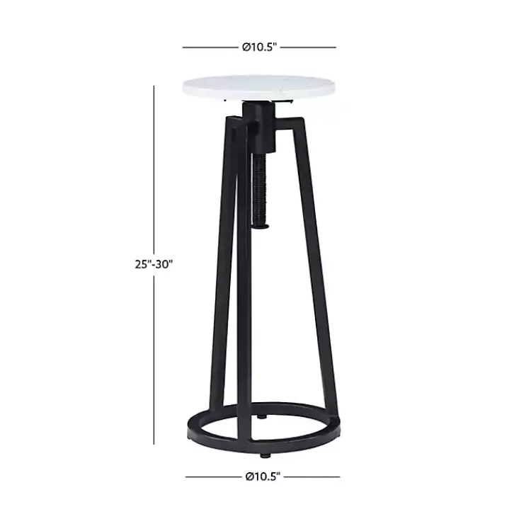 Kirklands Home Black and White Marble Adjustable Drink Table Best
