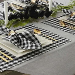 Kirklands Home and White Reversible Placemats, Set of 4 Black Outlet