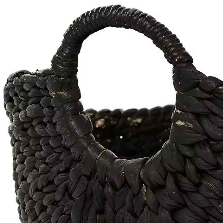 Baskets & Boxes>Kirklands Home Black and White Seagrass Ring Handle Basket
