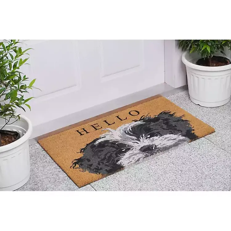 Kirklands Home Black and White Shih Tzu Hello Doormat Discount