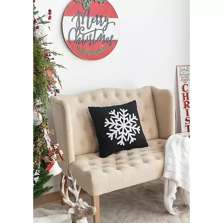 Christmas Pillows>Kirklands Home Black and White Snowflake Christmas Pillow