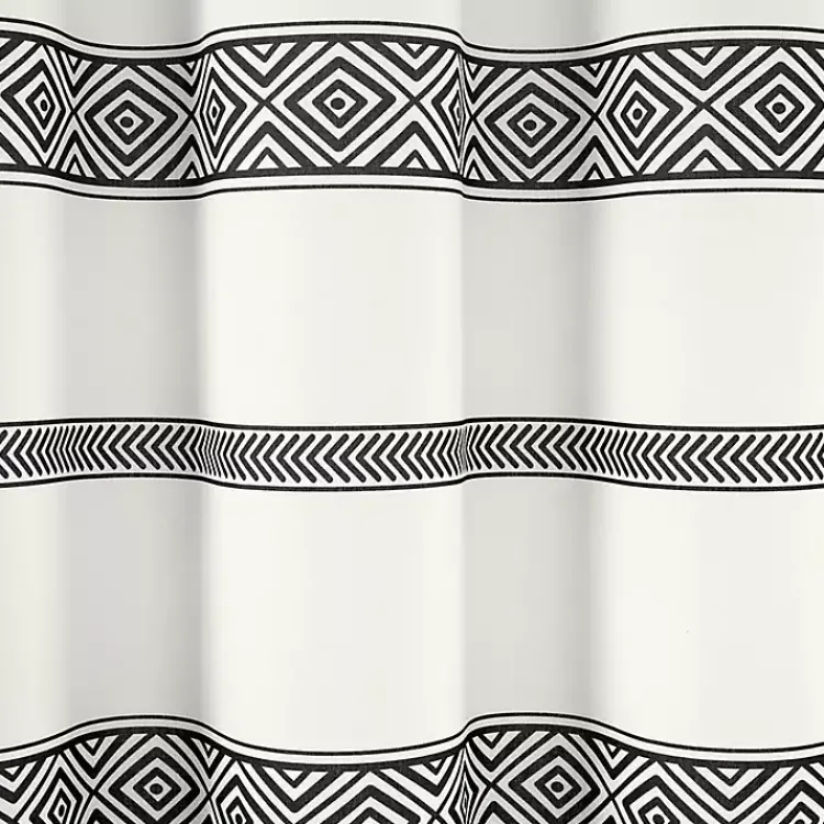 Kirklands Home Black and White Striped Boho Shower Curtain Clearance