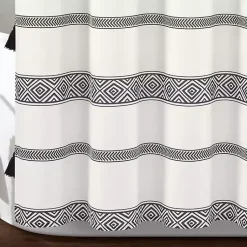 Kirklands Home Black and White Striped Boho Shower Curtain Clearance