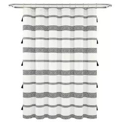 Kirklands Home Black and White Striped Boho Shower Curtain Clearance
