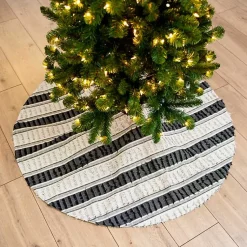 Christmas Tree Skirts & Collars>Kirklands Home Black and White Striped Fringe Tree Skirt