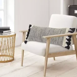 Pillows>Kirklands Home Black and White Striped Lumbar Pillow with Tassels