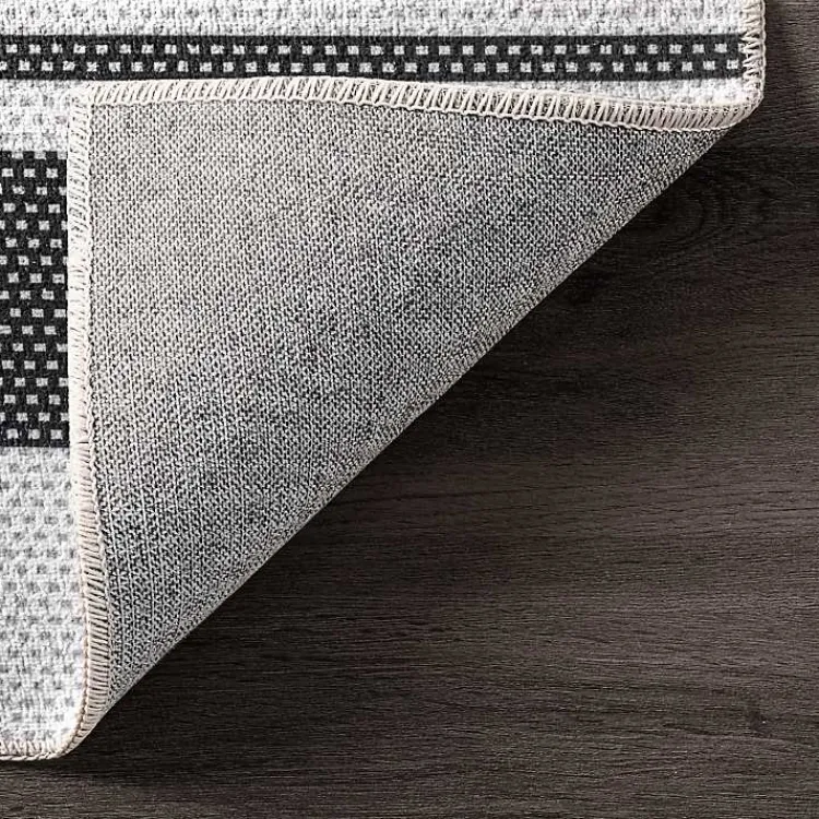 Kirklands Home Black and White Striped Washable Area Rug, 3x5 Outlet