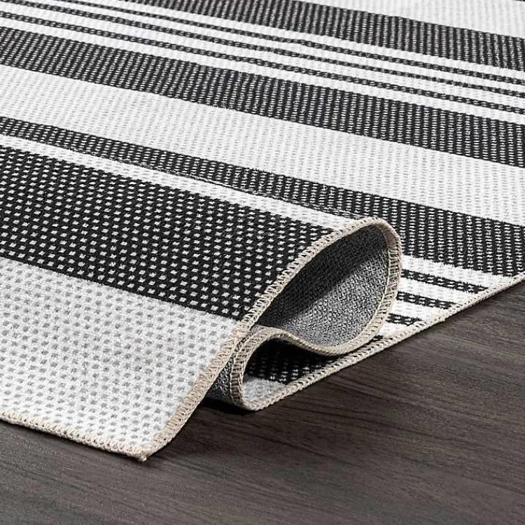 Kirklands Home Black and White Striped Washable Area Rug, 4x6 Discount