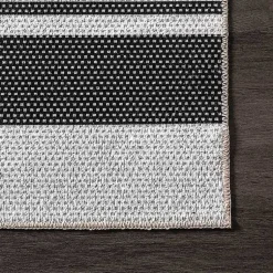 Kirklands Home Black and White Striped Washable Area Rug, 4x6 Discount